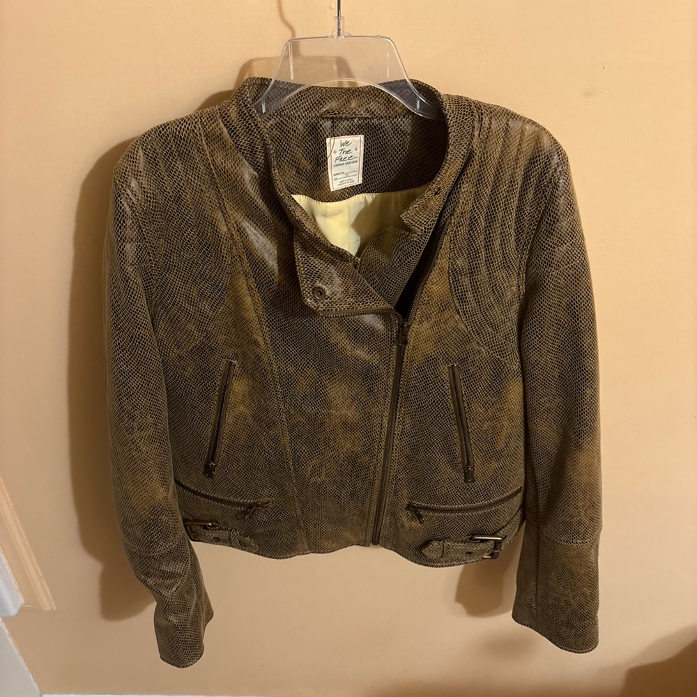 Free People Fenix Snakeskin Vegan Leather Moto Jacket - Picture 4 of 8